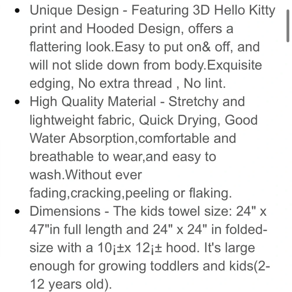 50%off w❤️ Hello Kitty Beach bath hooded Towel Leezeshaw 3D Towel Fast Dry NWT